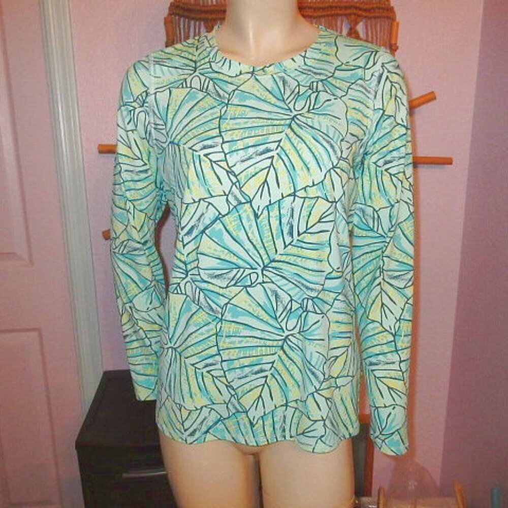 LL Bean Swim Top Rash Guard Size S Long Sleeve Sun Shirt Coverup UPF Modest
